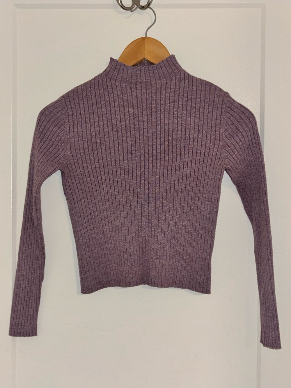 Romantic Y2K Style Balletcore Ribbed Mock Neck Sweater - Lavender Purple